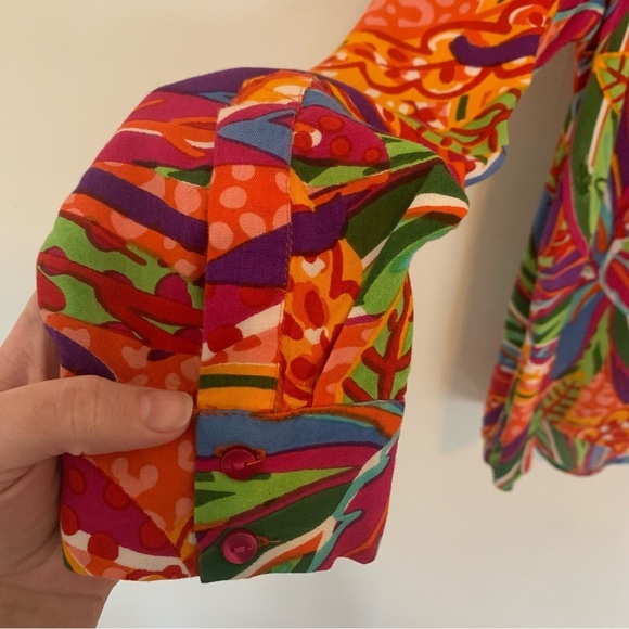 Women’s True Destinations Bright Tropical Print Vacation Resort Wear Shirt Med - Picture 3 of 11